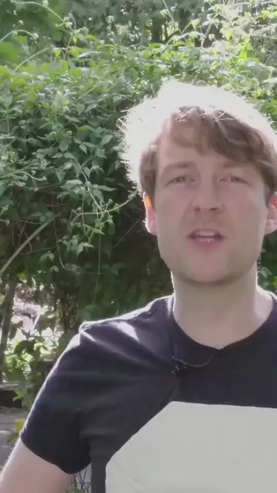One take as it was filmed: a man talking to the camera in a garden